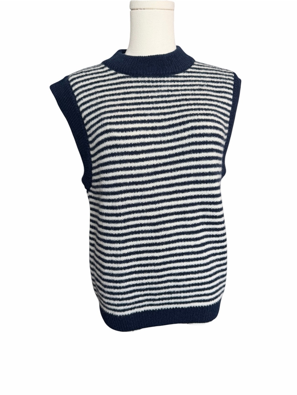 B Balzac Paris Sweater Vest Size M PULL BLASON RAYURES BLEU ET BLANC
